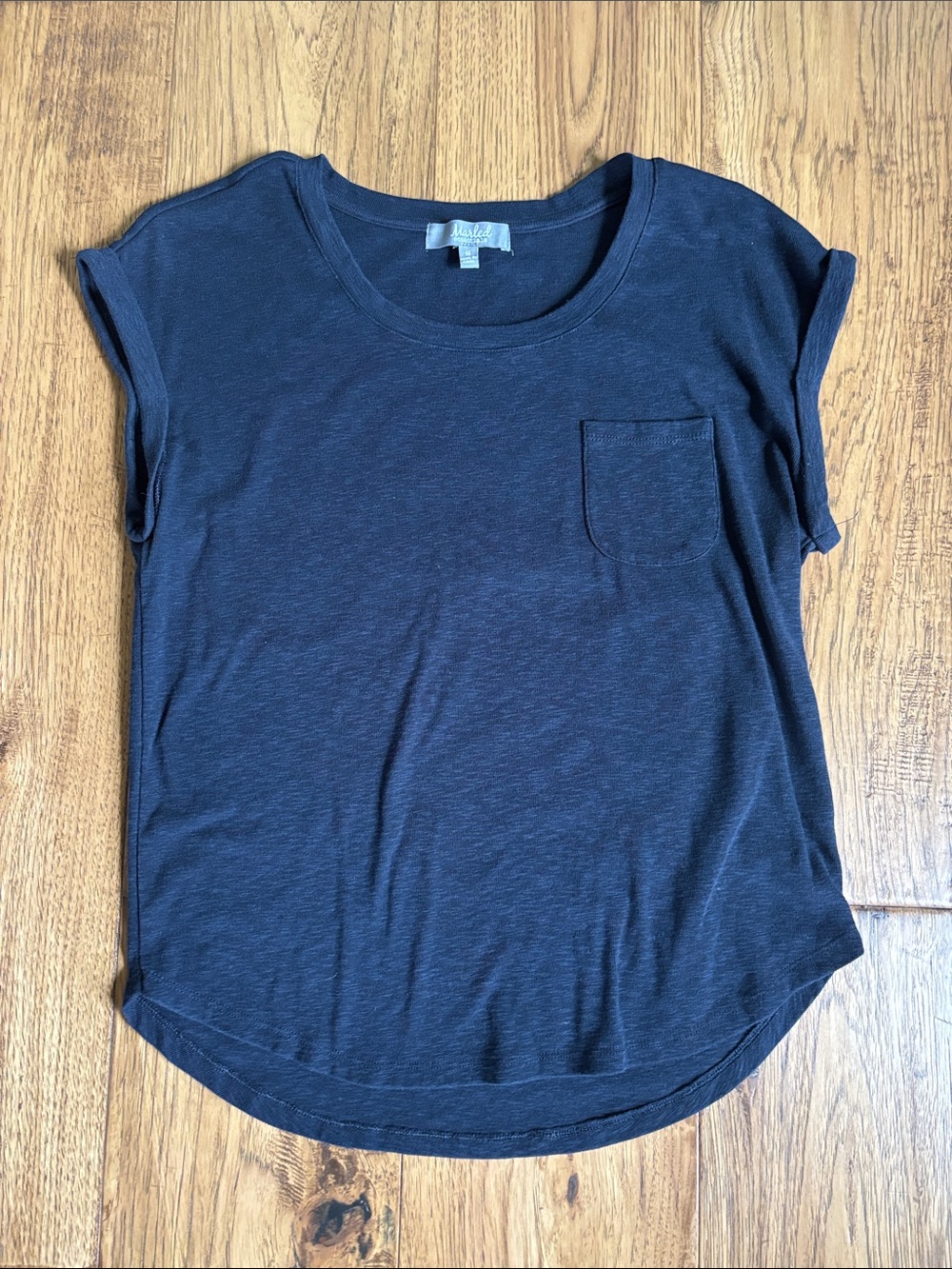 Marled Navy Short Sleeve Pocket Tee